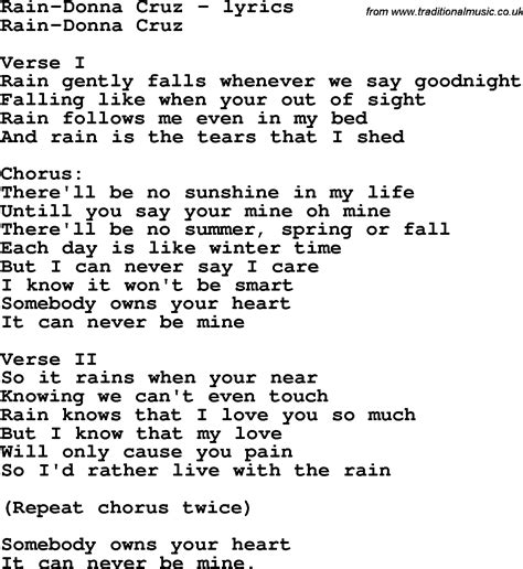 it rains lyrics|rain lyrics donna cruz.